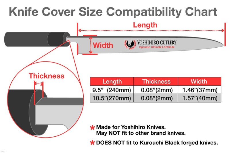 Yoshihiro Natural Magnolia Wood Saya Cover Blade Protector for Sujihiki Slicer (240mm) - Image 3